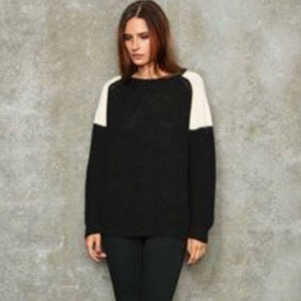 IRO Piper alpaca merino wool blend colorblock Black and white sweater, size XS